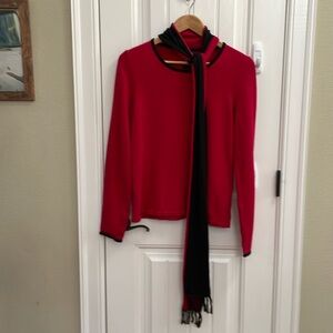 RAFAELLA red with black trim and scarf.  S